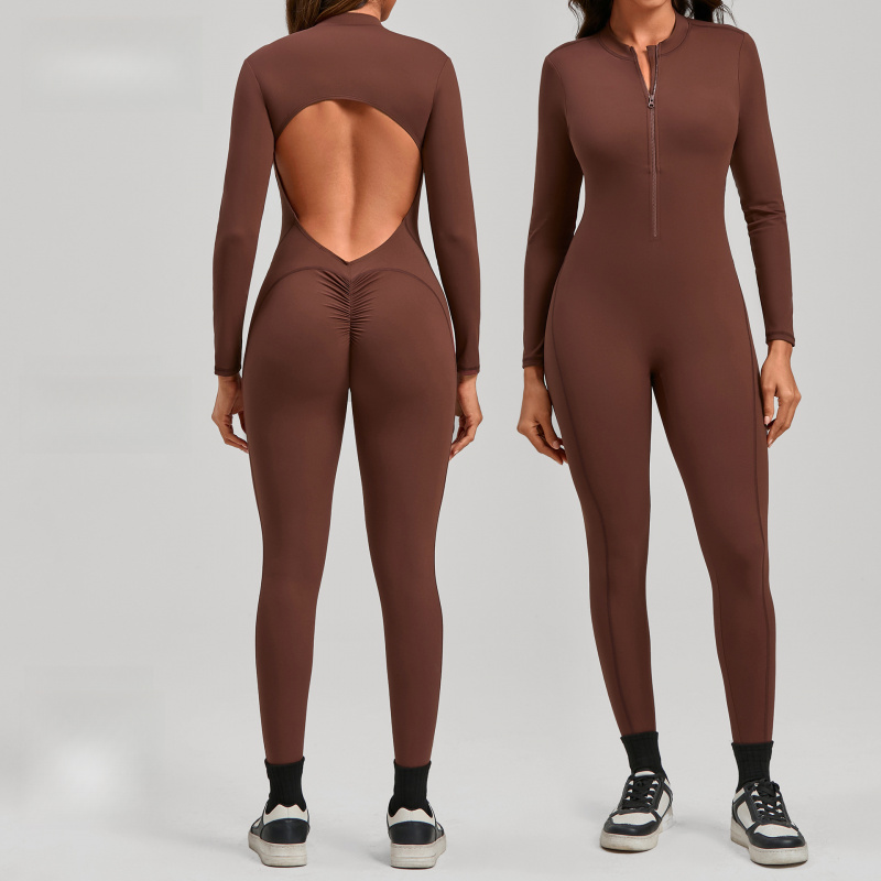 Yoga Fitness Outfit - Mono de yoga con cremallera y