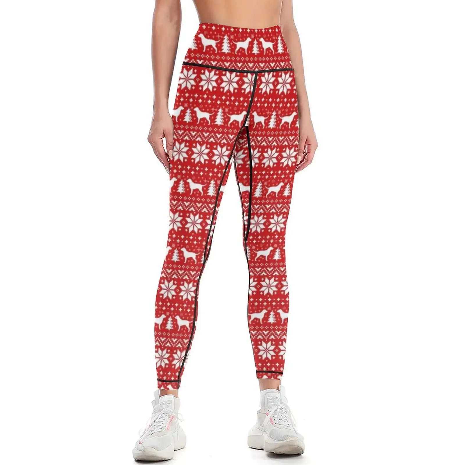 Yoga Fitness Holiday - Leggings con Estampado Navideño de Siluetas